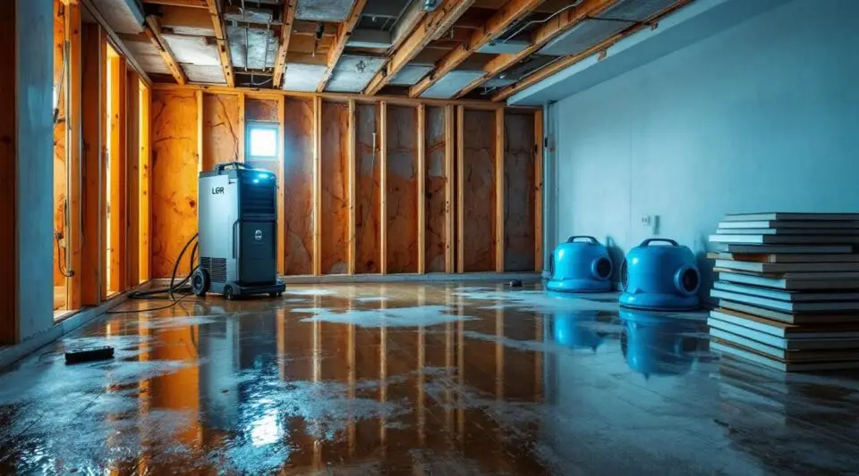 A professional restoration technician performing water extraction in a North Charleston home to prevent structural damage and mold growth.